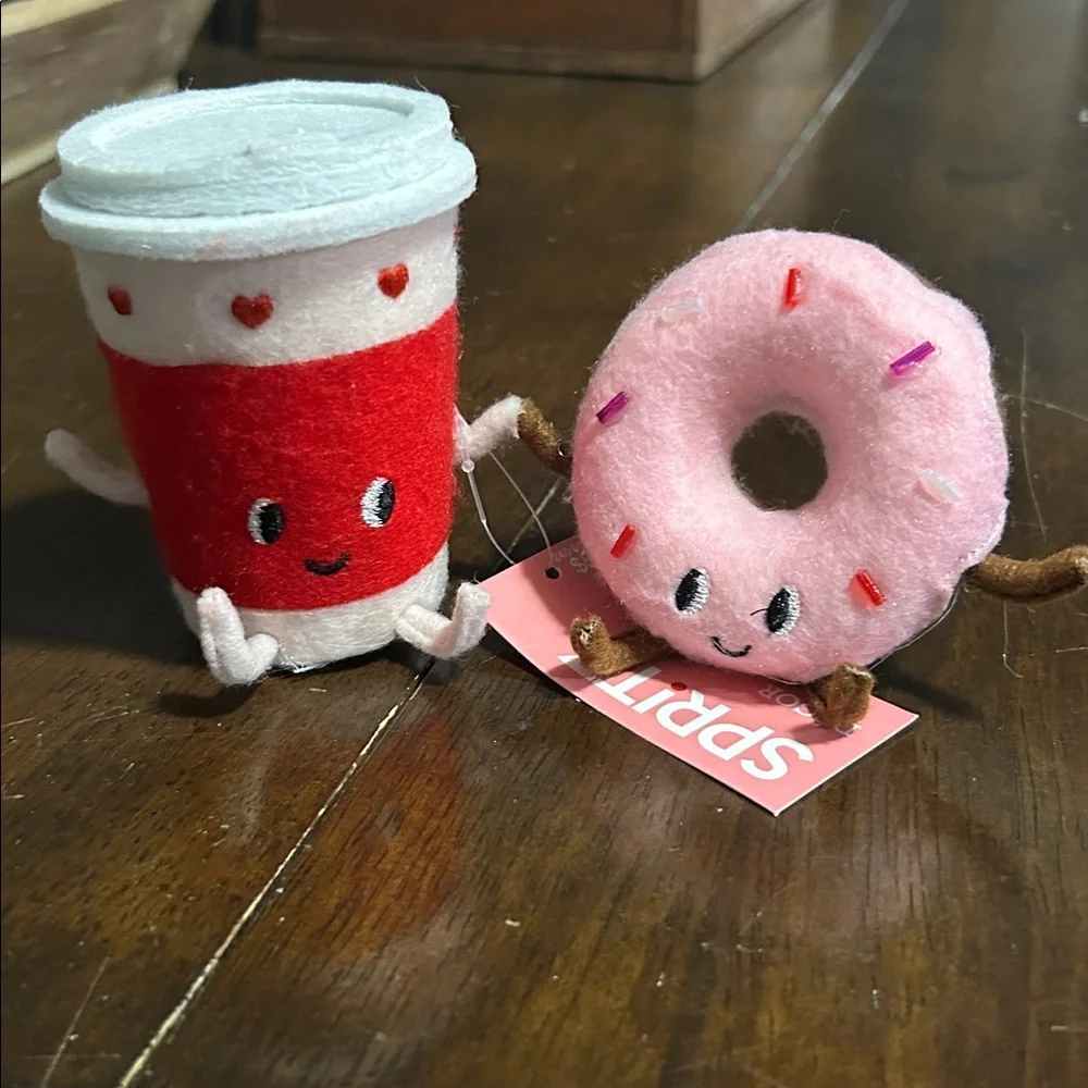 Target Spritz 2024 Valentine's Day Soft Fabric Coffee and Donut Duo NEW